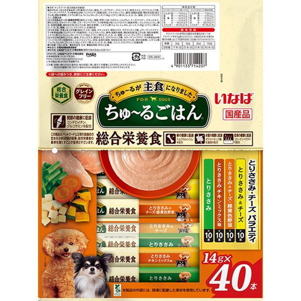 <a href="https://www.qoo10.jp/gmkt.inc/Search/brand.aspx?brandno=77771" target="_blank" class="title_brand" id="btn_brand" title="いなばペットフード">いなばペットフード</a>ちゅ~るごはん とりささみチーズバラエティ 14g40本