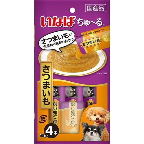 <a href="https://www.qoo10.jp/gmkt.inc/Search/brand.aspx?brandno=77771" target="_blank" class="title_brand" id="btn_brand" title="いなばペットフード">いなばペットフード</a>いなば ちゅ~る さつまいも 14g4本