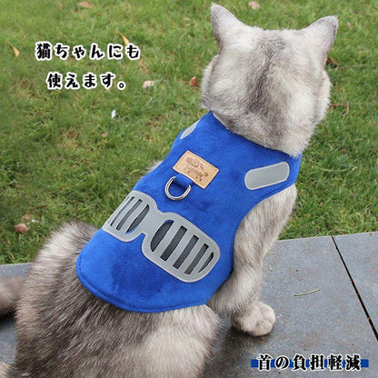 新商品プロモーション，数量限定 犬用 ハーネス 小型犬用 ハーネス リード ２点セット ペット用品 小型犬 全４色 XS S M L 表地柔らかスエード 内側メッシュ 通気性 反射布犬用 ハーネス