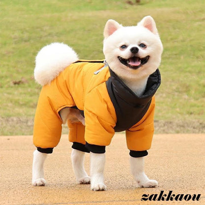 犬服 ハーネス 冬 ハーネス一体型 ダウン風ジャケット 洋服 保温 中綿ブルゾン ジャンパー カバーオール 小型犬 中型犬 犬の服 ジャケット 撥水 オシャレ 暖かい
