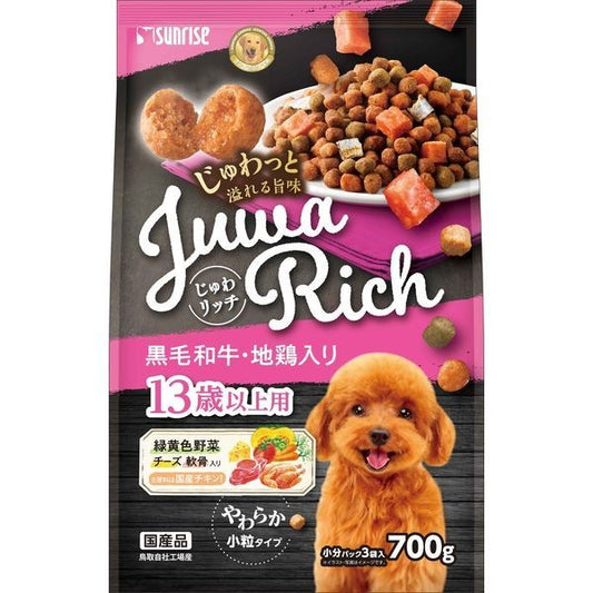 <a href="https://www.qoo10.jp/gmkt.inc/Search/brand.aspx?brandno=26472" target="_blank" class="title_brand" id="btn_brand" title="マルカン">マルカン</a>じゅわリッチ 黒毛和牛地鶏入り 13歳以上用 700g