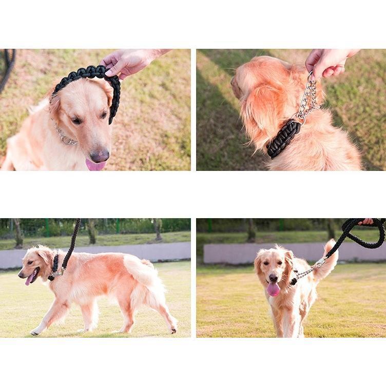 首輪 リード 2点セット 犬用 ペット用 ハーフチョーク リーシュ 1.2m 1.5m チェーン 牽引綱 シンプル お散歩 お出掛け ペット用品 ペッ