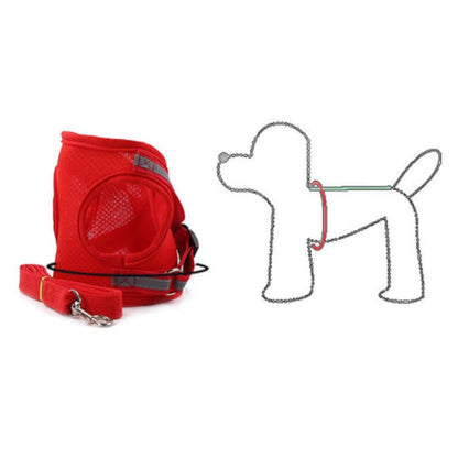 ペット 犬用 猫用 ハーネス リードセット メッシュ 通気性 胴輪 軽量 シンプル 簡単装着 S M L XL 夜間反射 夜間反射 小型犬 中型犬 お散歩 お出かけ グッズ 安全 抜けない プードル