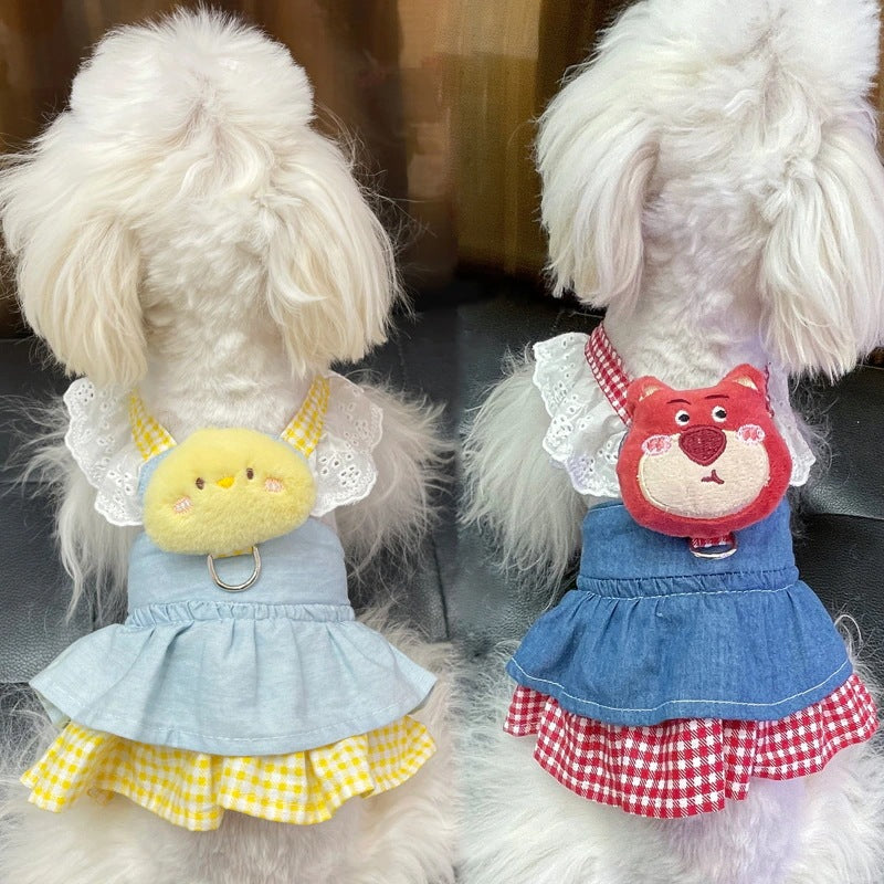 春夏新作 犬服 ペット服 犬 洋服 ペット 犬用品 小中型犬 ペットの犬の服 ワンピース 小型犬 夏 薄い部分 リード付き