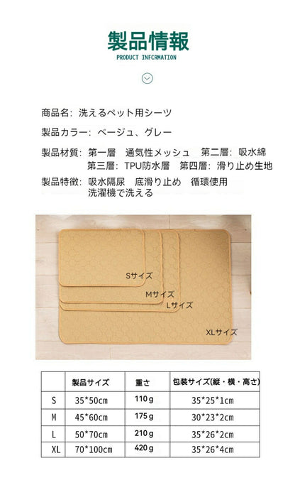 洗えるペットシーツ 洗える 滑り止め 犬シーツ ワイド おしっこシート ペットシーツ 消臭 丸ごと洗える 下敷きマット 四重構造 漏れ防止 速乾 中型 大型 犬 猫 犬用 おしっこパッド エ