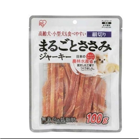 <a href="https://www.qoo10.jp/gmkt.inc/Search/brand.aspx?brandno=49458" target="_blank" class="title_brand" id="btn_brand" title="アイリスオーヤマ">アイリスオーヤマ</a>P-IJ-HS100 まるごとささみジャーキー 細切り 100g