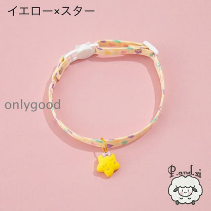 おめかし おしゃれ 猫用首輪 スター 猫 セーフティバックル チョーカー ネコ用品 ネコ 雲 ねこ 星 ハート 可愛い チャーム ペットグッズ カラー