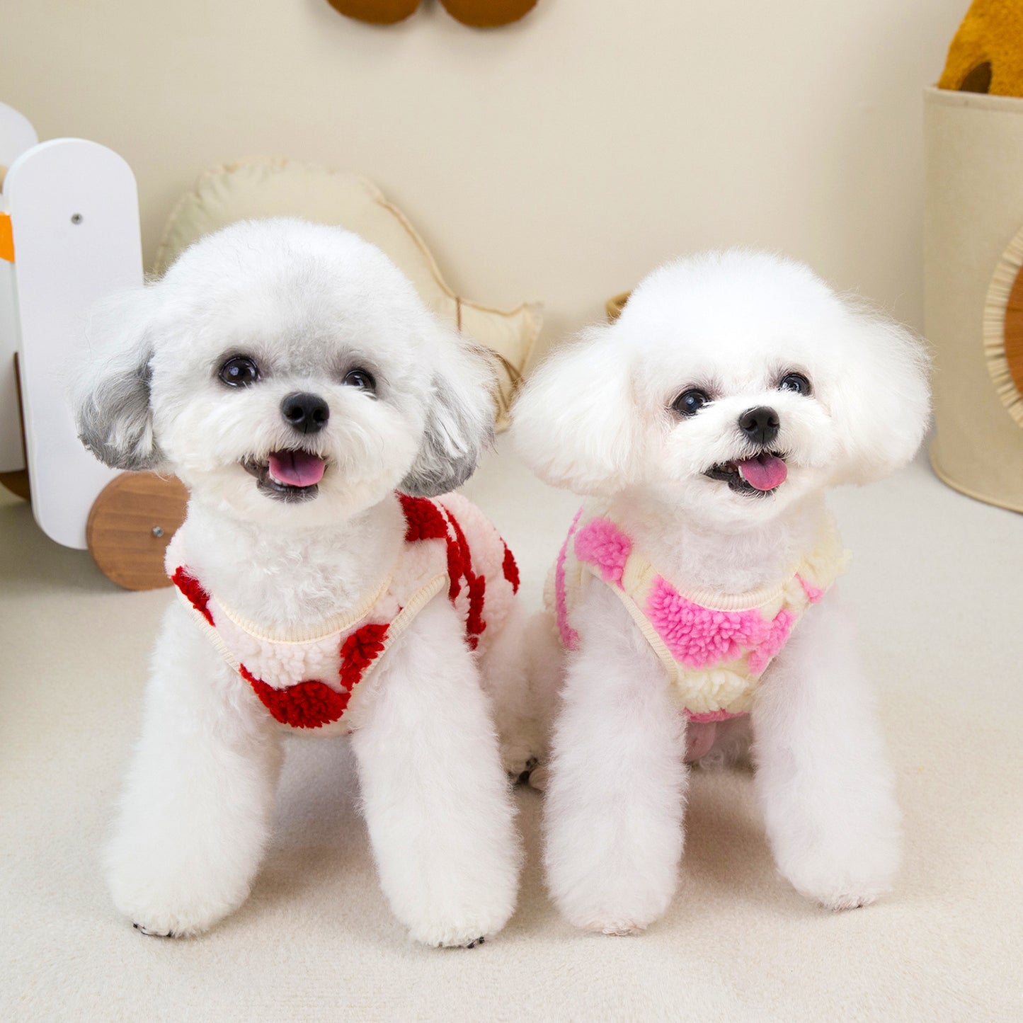 本日の限定商品犬の服猫小型犬ペット用品快適な暖かいテディ愛ハート二本足フリース