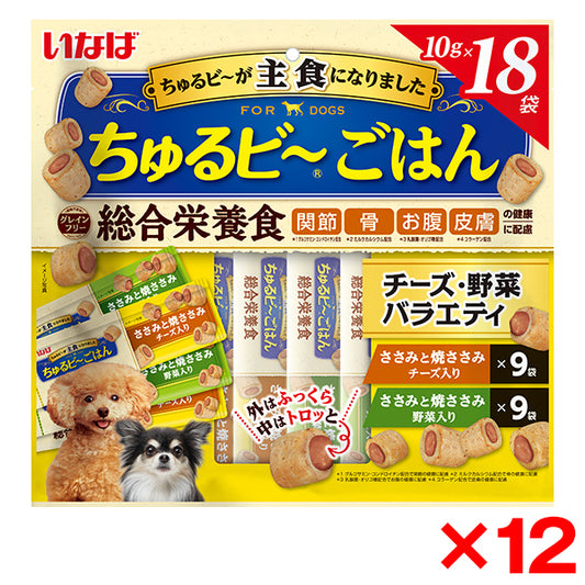 <a href="https://www.qoo10.jp/gmkt.inc/Search/brand.aspx?brandno=77771" target="_blank" class="title_brand" id="btn_brand" title="いなばペットフード">いなばペットフード</a>12個セット いなば ちゅるビ～ごはん チーズ野菜バラエティ 10g×18袋