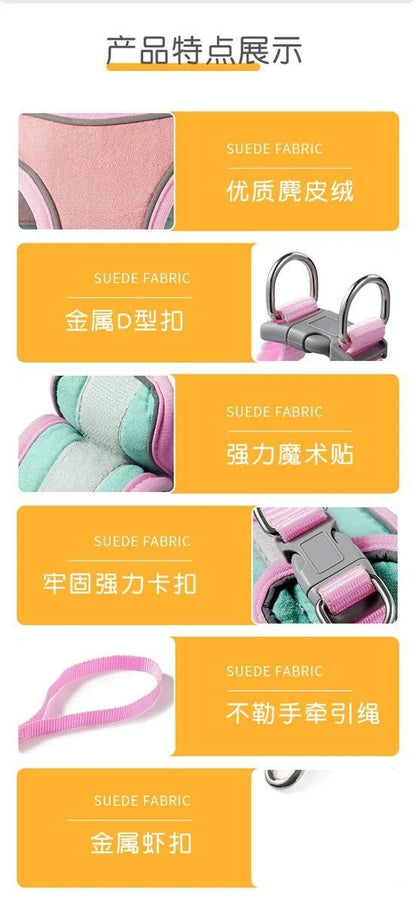 超目玉新品良いレビューハーネス小型犬抜けないおしゃれハーネスリードセット猫ハーネスリードセット小型犬ペット用品マジックテープ夜間反射犬リードハーネスセット