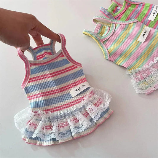[犬 服]犬 洋服 ins人気商品 ペット春夏レースホルタードレス小型犬犬猫服