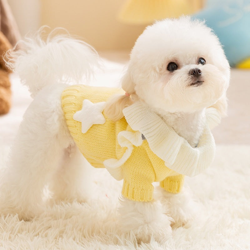 ペット服 秋冬犬スカートニットペット服