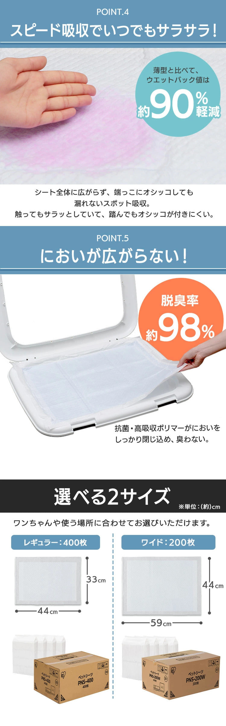 <a href="https://www.qoo10.jp/gmkt.inc/Search/brand.aspx?brandno=49458" target="_blank" class="title_brand" id="btn_brand" title="アイリスオーヤマ">アイリスオーヤマ</a>【公式】ペットシーツ レギュラー 400枚 ワイド 200枚 厚型 犬 猫 ネット限定大容量 まとめ買い 業務用 ケース ペット用 トイレシート おしっこシート オリジナルシーツ メガ割