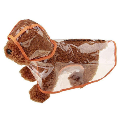 ペットファッション 犬用レインコート レインポンチョ ポンチョ型 ドッグウェア 雨具 カッパ レインウェア スケルトン 半透明 パーカー 帽子付き