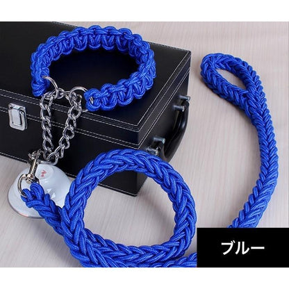 首輪 リード 2点セット 犬用 ペット用 ハーフチョーク リーシュ 1.2m 1.5m チェーン 牽引綱 シンプル お散歩 お出掛け ペット用品 ペッ