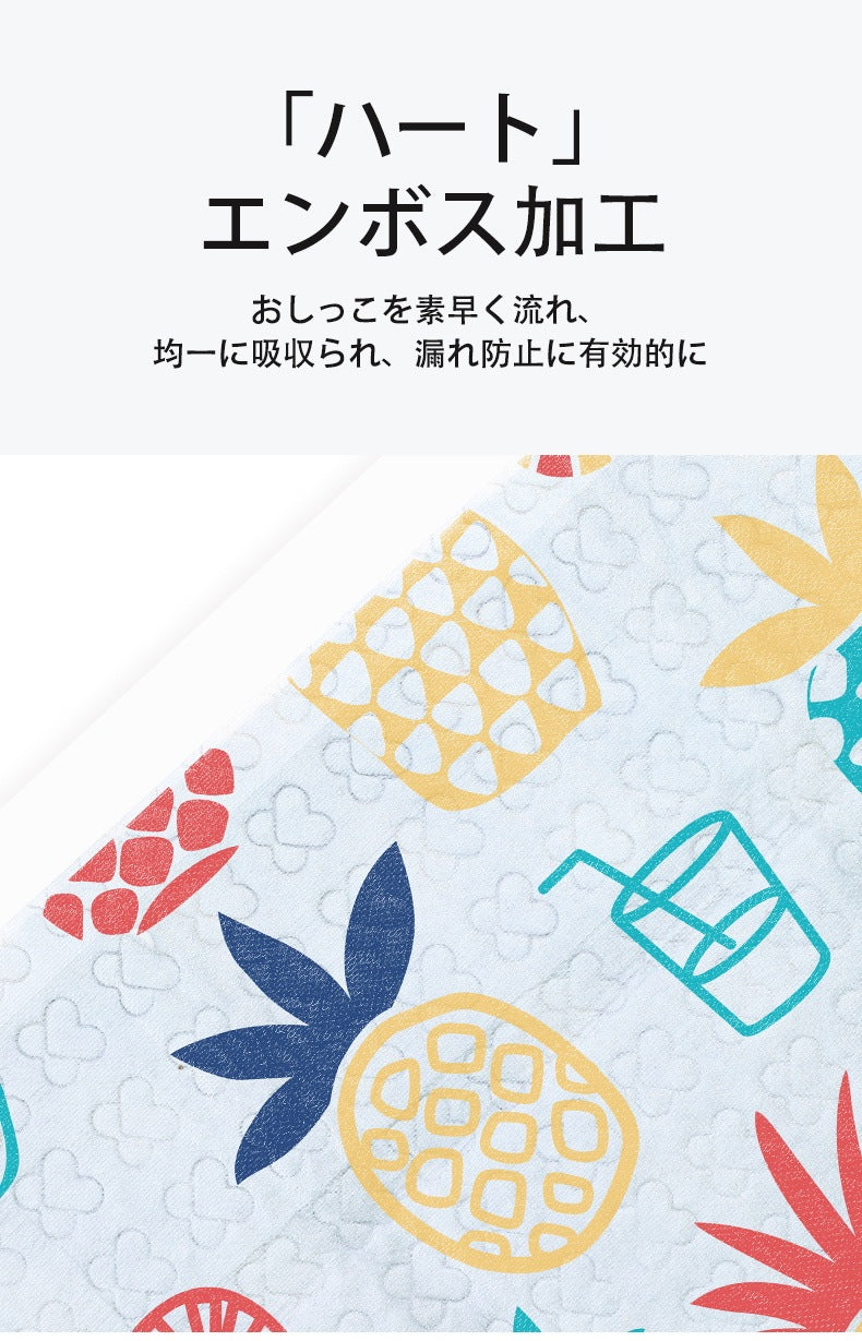<a href="https://www.qoo10.jp/gmkt.inc/Search/brand.aspx?brandno=109151" target="_blank" class="title_brand" id="btn_brand" title="Honeycare">Honeycare</a>ペットシーツ パイナップル柄入り ペットシート厚型 サイズ選択可 レギュラー ワイド スーパーワイド かわいいな柄付き