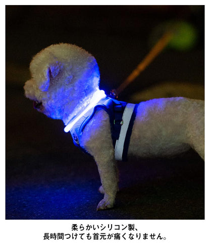 USB充電 ペット LED 光る カラー 小型犬 便利 散歩 リード ライト 首輪 光 繰り返し使える 犬 大型犬 光る首輪 猫 アウトドア 事故防止 安全グッズ ペット用品 柔らかい 痛くない ドッ