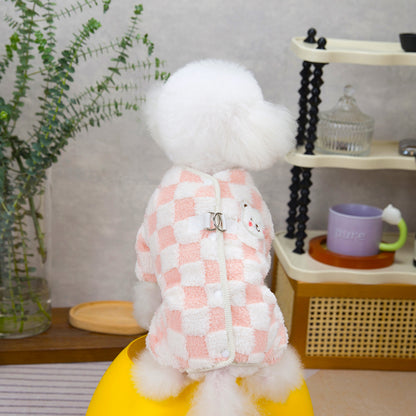 人気犬服 ペット服 小型犬 猫用 秋冬 あったか 快適 シェブロン両面フリースコート