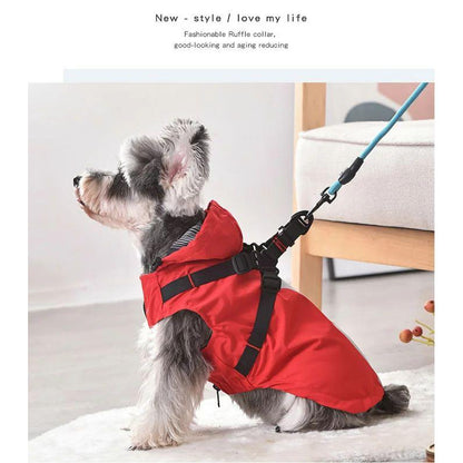 新商品プロモーション，数量限定 犬 猫 レインコート ハーネス 一体型 フード付 服 ウェア ペット ドッグ ドッグウェア 小型犬 中型犬犬 猫