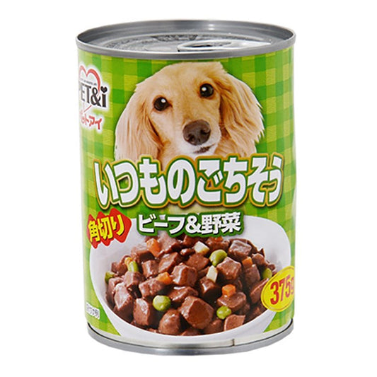 ペットアイ　いつものごちそう　角切りビーフ＆野菜　３７５ｇ　ドッグフード　ウェットフード　缶詰　ＣＲＣ45―08―38―00―00