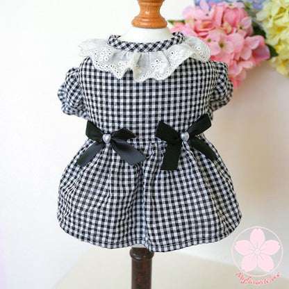 新入庫 ペット 服 安い 犬 春 夏 秋 ブラック チェック 柄 ワンピース かわいい 可愛い ハイブランド 猫 ドッグウェア