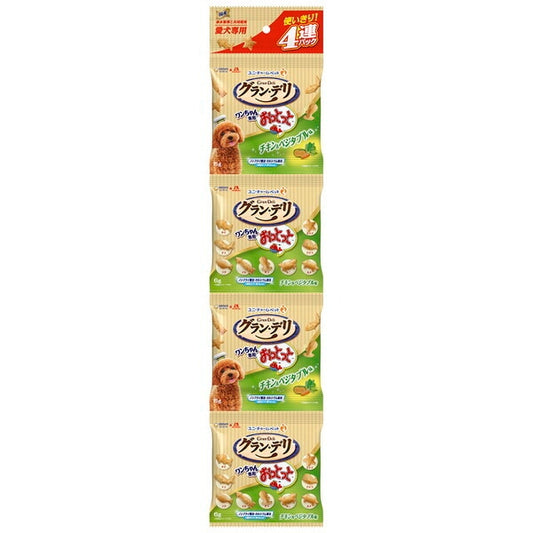 <a href="https://www.qoo10.jp/gmkt.inc/Search/brand.aspx?brandno=18151" target="_blank" class="title_brand" id="btn_brand" title="ユニ・チャーム">ユニ・チャーム</a>グランデリ ワンちゃん専用おっとっと 4連パック チキン&ベジタブル味 24g