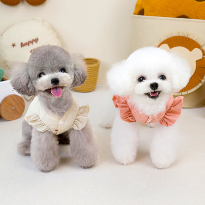 犬の服ペットの服小型犬や猫が着ることができる秋と冬の暖かく快適な愛のハートのフライスリーブコットンベスト
