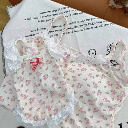 [犬 服]犬 洋服 ins人気商品 ペット服春夏新作レースホルターショート犬猫ホームウェア