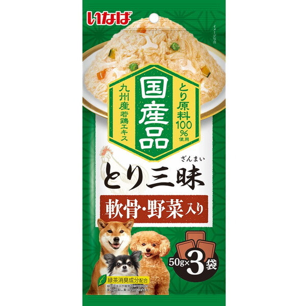 <a href="https://www.qoo10.jp/gmkt.inc/Search/brand.aspx?brandno=77771" target="_blank" class="title_brand" id="btn_brand" title="いなばペットフード">いなばペットフード</a>とり三昧 軟骨・野菜入り 50g×3袋