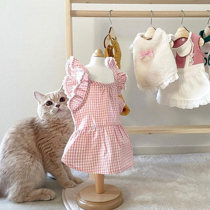 [犬 服]犬 洋服 ins人気商品 ペット夏犬スリングレースドレス子犬猫服薄いスタイル