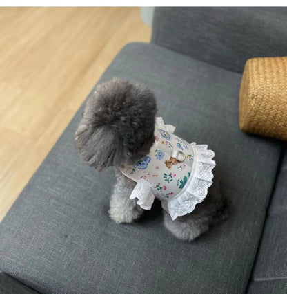 犬猫牽引ロープお姫様風通気ロープ小型犬かわいい子犬ペット胸帯猫服
