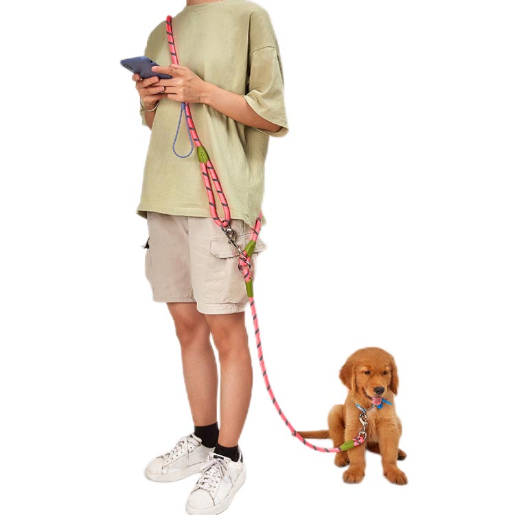 工ガ割-ハンズフリー反射付き肩かけリード！ショルダーリード 犬 リード 大型犬 迷子防止 小型犬 脱走防止 中型犬 反射 カラフル 肩掛けリード ハンズフリー反射付き肩かけリード！ショルダーリード 安
