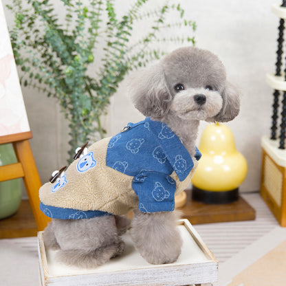 人気犬の服 ペットの服 小型犬や猫が着ることができる秋と冬暖かく快適なベアクロコボタン綿コート