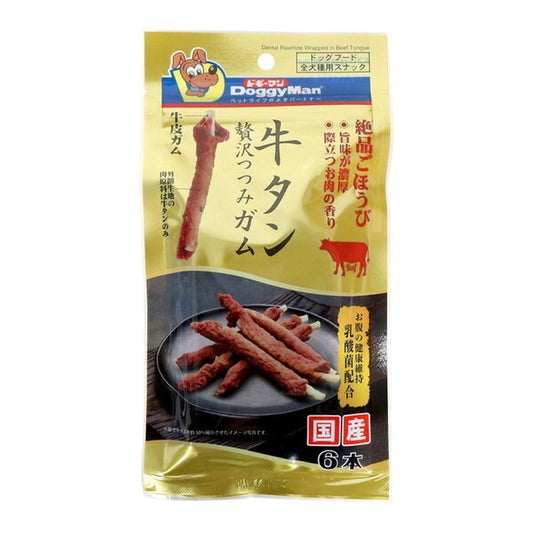 <a href="https://www.qoo10.jp/gmkt.inc/Search/brand.aspx?brandno=25753" target="_blank" class="title_brand" id="btn_brand" title="ドギーマン">ドギーマン</a>牛タン贅沢つつみガム プレーン 6本
