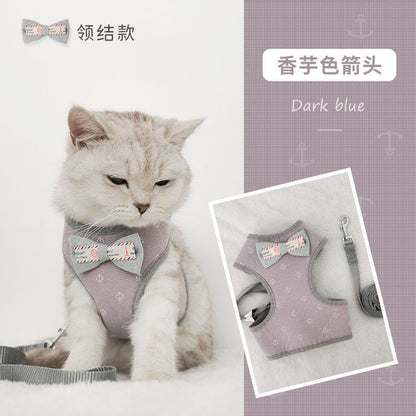 品質保証 ハーネス 犬 猫 おしゃれ ストライプ 簡単装着 かわいい 脱げない メッシュ 小型犬 中型犬 ネコ 胴輪 リードセット 散歩 リボン ペット ドッグ キャット 犬猫用