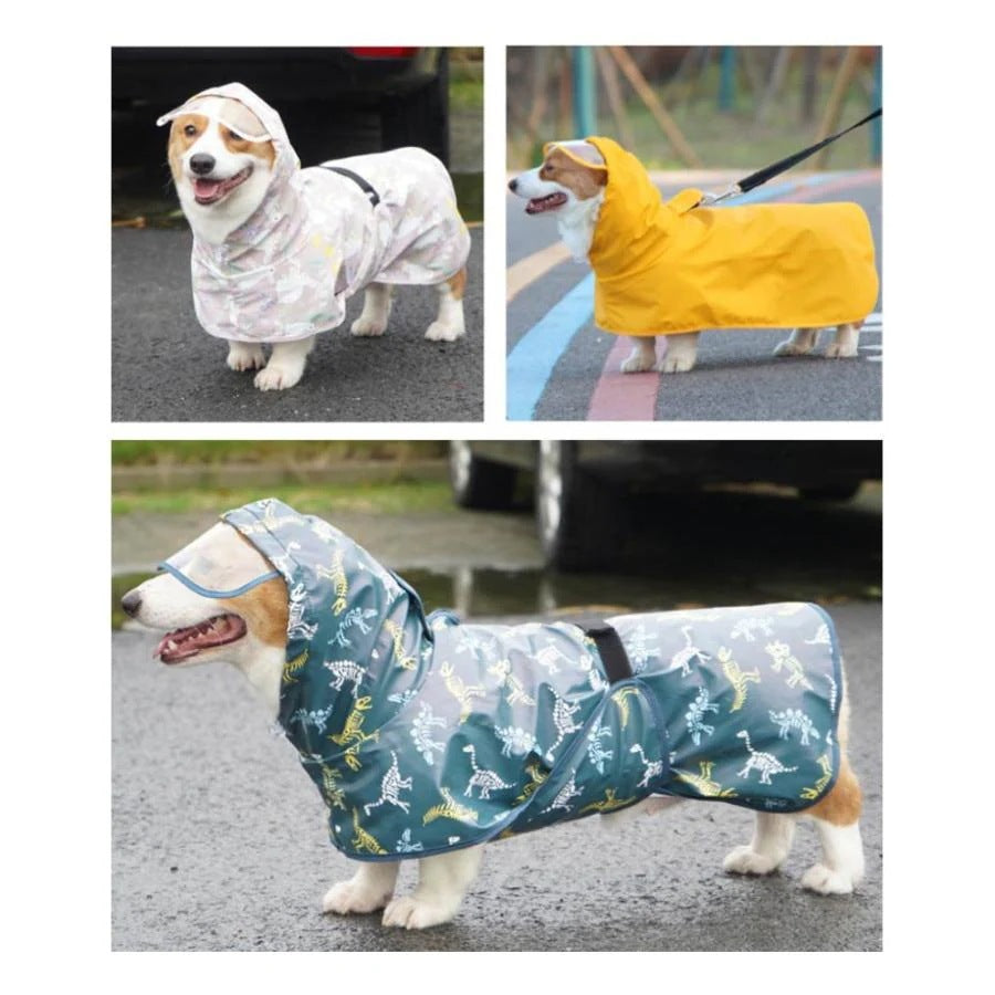 犬のカッパ ペット服 中型 犬用レインコート ドッグウェア 犬レインコート ねこ ハーネス付け可能 カッパ 犬服 帽子付 軽量 犬 いぬ リード穴