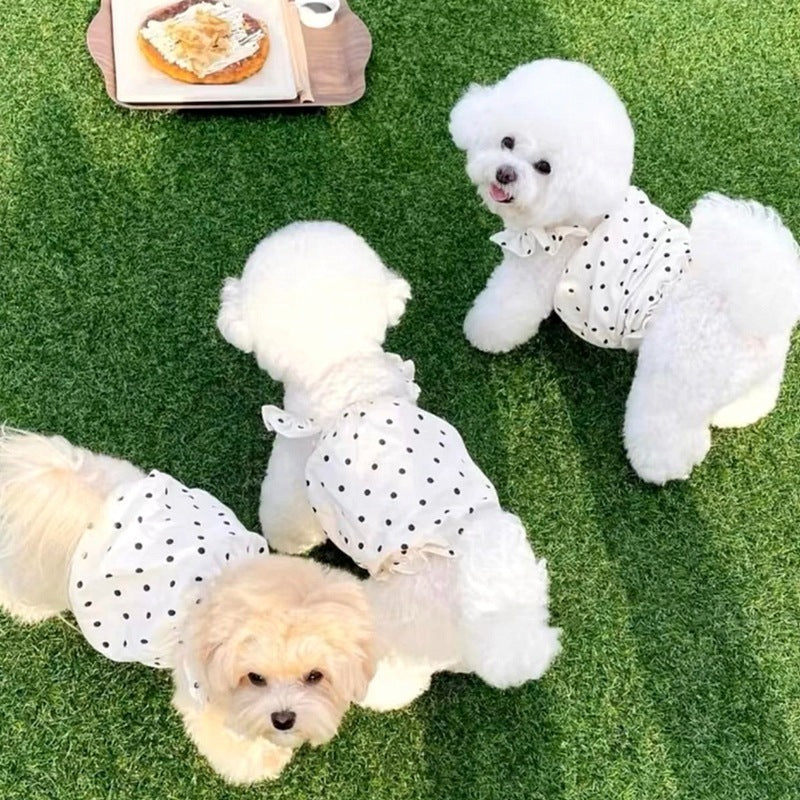 犬 洋服 ペットの子犬の服かわいい水玉模様のドレス春夏薄い
