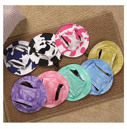 贩売促进 中型犬 帽子 あご紐付き ペットウェア 犬 2点セット ツバ ペット用品 小型犬 日よけ対策 バケットハット ペット服 可愛い ワンちゃん 散歩 犬用帽子 耳出し 耳穴 サイズ調整 猫 お出