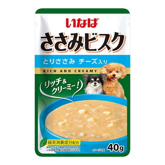 <a href="https://www.qoo10.jp/gmkt.inc/Search/brand.aspx?brandno=77771" target="_blank" class="title_brand" id="btn_brand" title="いなばペットフード">いなばペットフード</a>ささみビスク とりささみ チーズ入り 40g