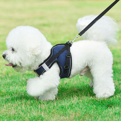 犬ウェアハーネス リードセット ネコ ワンちゃん 大人気 上品 全サイズ リードメッシュハーネス 愛犬 反射板 散歩 安心 マジックテープ