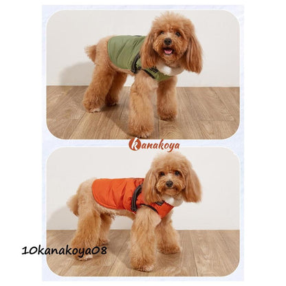 犬 服 ウエア ベスト 犬の服 秋 冬 背中開き タンクトップ ジャケット コート アウター 反射テープ 裏起毛 暖かい あったか ハーネス付き ファス