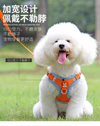 送 料 無 料！海外ペットリード通気性反射ペットハーネス調節可能なベストスタイルの犬のリード