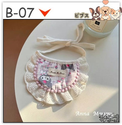 【3+1枚 / 5+2枚】超人気のインスタイルフラワービブ猫唾液タオル純粋な手作り犬用ビブペット織りネックスカーフ