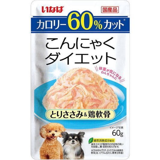 <a href="https://www.qoo10.jp/gmkt.inc/Search/brand.aspx?brandno=77771" target="_blank" class="title_brand" id="btn_brand" title="いなばペットフード">いなばペットフード</a>こんにゃくダイエット とりささみ&鶏軟骨 60g
