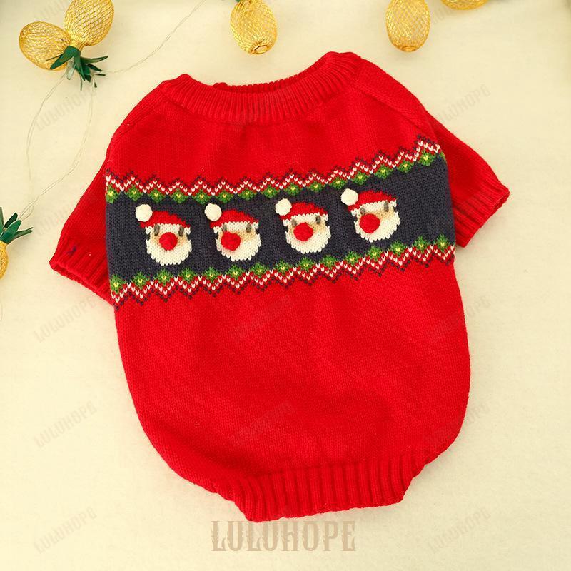犬 服 犬の服 ペット服 ドッグウェア セーター ニット クリスマス サンタ柄 秋冬 保温防寒 小中型犬 メール便対応