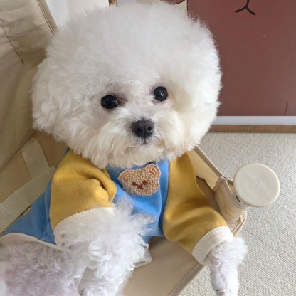 韓国 ペットウェア 新しい切り替えペット冬服 暖かいゆったりペットウェア シンプル中型犬服 可愛い