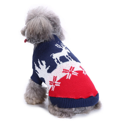 2023年新作入荷　ペット服 犬　服　Tシャツ ドッグウェアペットの服セーターハイネック犬の服セータークリスマス雪花の犬のセーター秋冬