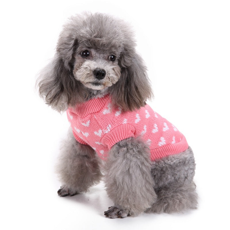 人気 可愛い ペット服 秋冬暖かいレッドピンクハート犬の服セータースカート休日クリスマス新年ペット服