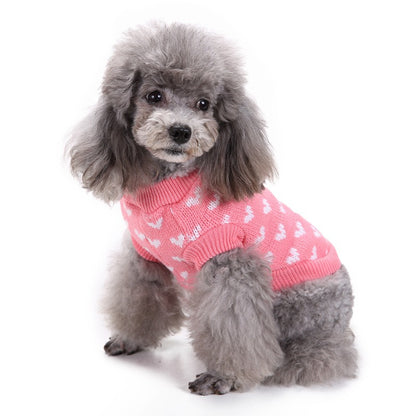 人気 可愛い ペット服 秋冬暖かいレッドピンクハート犬の服セータースカート休日クリスマス新年ペット服