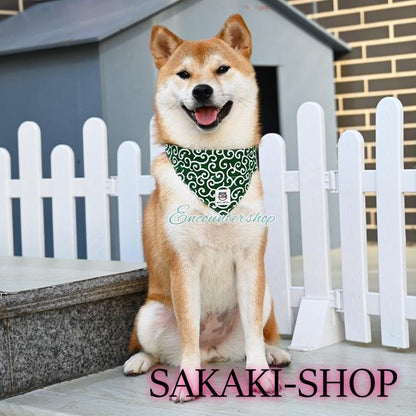 好評 一部即納！犬 首輪 唐草模様 犬の首輪 からくさ バックル首輪 柴犬 犬 可愛い おしゃれ 散歩 リード スカーフ バンダナ 小型犬 中型犬 大型犬